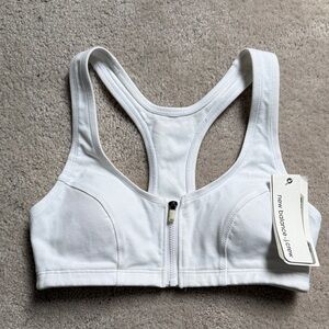 NB x J.Crew DRY medium impact front zip white sports bra white XS